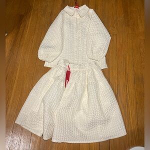 Charming Off-White Kids Formal Top and Skirt